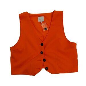 Love Tree Womens Orange Button-Up Vest Size Large With Extra Button. NWT